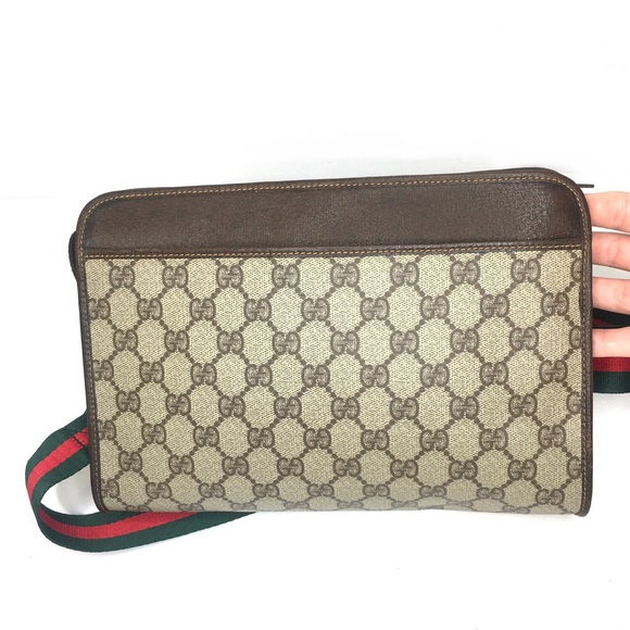 Authentic Gucci brown monogram coated canvas crossbody bag clutch - Picture 10 of 16